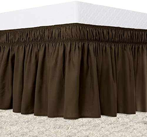 Bed Skirt King Size White Elastic Dust Ruffle Three Side Wrap Around Dust Ruffled White Skirts Easy Fit Wrinkle And Fade Resistant For King/Cal King Size Beds 15 Inch Drop