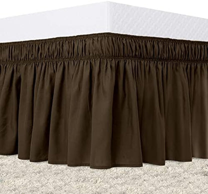  Bed Skirt King Size White Elastic Dust Ruffle Three Side Wrap Around Dust Ruffled White Skirts Easy Fit Wrinkle And Fade Resistant For King/Cal King Size Beds 15 Inch Drop