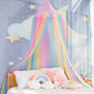  Rainbow Bed Canopy For Girls,Shiny Kids Princess Round Dome Bed Curtain With Star Moon Glitter,Kids Crib Canopy Play Tent Canopy Dreamy Bed Netting For Girls Bedroom Decor Children Reading Corners