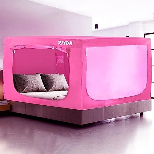  RIYDH Bed Tent Queen Bed Canopy Tents - Portable Dream Tent For Kids And Adult Indoor Sleeping Tents 70% Blackout With 3 Doors Breathable Private Space Tents