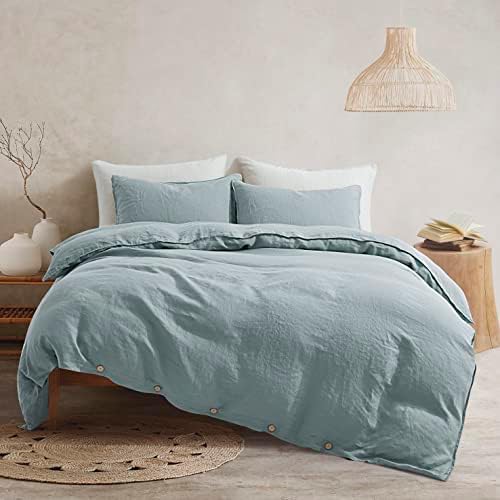  ATLINIA Bedding Duvet Cover Set Linen - 100% French Flax Washed Bed Sets Farmhouse Comforter Cover Set (1 Duvet Cover And 2 Pillow Shams) King Size Natural