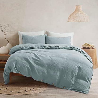  ATLINIA Bedding Duvet Cover Set Linen - 100% French Flax Washed Bed Sets Farmhouse Comforter Cover Set (1 Duvet Cover And 2 Pillow Shams) King Size Natural