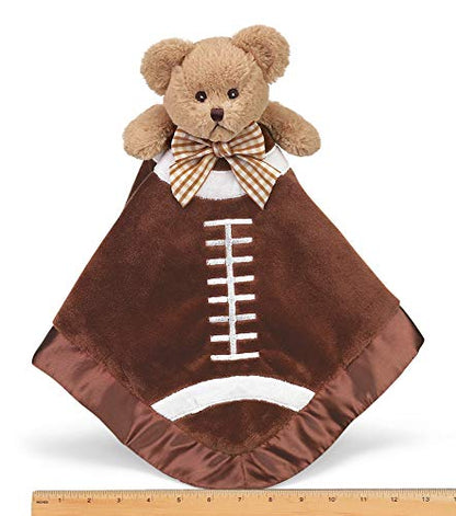  Bearington Baby Touchdown Snuggler, Football Plush Stuffed Animal Teddy Bear Security Blanket, Lovey 15"