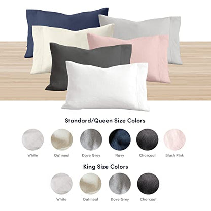  Linen Pillow Covers Set Of 2, Pure Natural French Linen Pillow Case, Standard, 20x30 Inches, Blush Pink