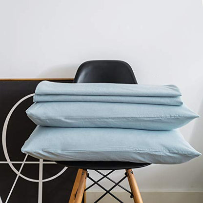  Light Blue Duvet Cover Queen Size 100% Washed Cotton Blue Duvet Cover 3 Pieces Set 1 Pale Blue Duvet Cover With Zipper Ties 2 Pillowcases Luxury Soft Baby Blue Bedding Set Durable Comfortable