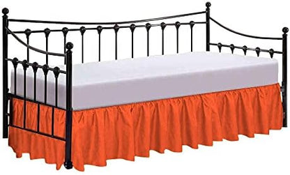  600 Thread Count Pure Cotton Daybed Skirt - 1 Piece Cotton Twin Size Dust Ruffle Daybed Skirt With Split Corners For Day Beds 15" Drop Length - Three Side Coverage ​- Burgundy