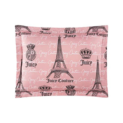  Juicy Couture – Bedding Set | Juicy In Paris Design Bed Sheets| Twin Bedding | 6 Piece Set | 100% Microfiber Polyester | Wrinkle Resistant And Anti Pilling | Pink/Black