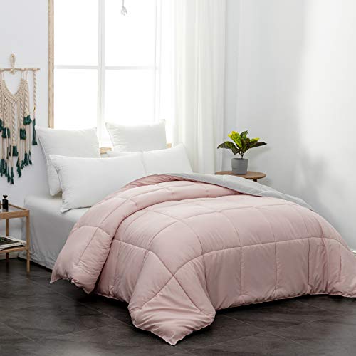  Comforter Twin Pink Ultra Warm Fluffy Down Duvet Lightweight Premium Brushed Microfiber 250GSM Soft And Comfortable