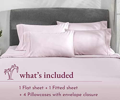  King Size Pink Sheet Set - 6 Piece Set, Ultra Soft 100% Cotton Sheets, 400 Thread Count Luxury Sateen Weave, Deep Pocket Bedsheets, Includes 4 Pillowcases (King, Pink)