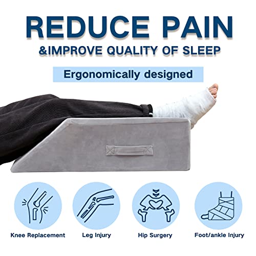  TANYOO Velvet Leg Pillows For Leg Knee Ankle Surgery Recovery, Leg Elevation Pillow For Broken Foot, Good For Leg Pain, Hip And Knee Pain Relief Medium Size For Children And Short Persons