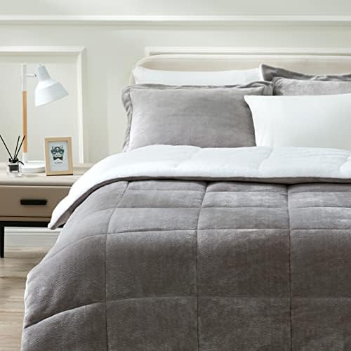  ART DEMO Home Sherpa Fleece All Season Ultra Soft Hypoallergenic Comforter Bed Set With Pillow Shams For Dorm, 2 Piece, Twin Size, Sage Green (SHPA-TWN-SG)