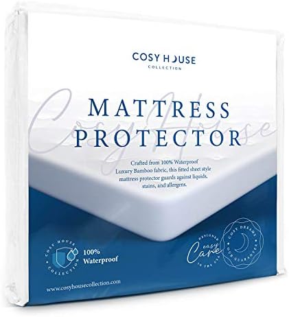  Luxury Mattress Protector - Blend Of Rayon Derived From Bamboo - Master Bedroom Essentials - Ultra Soft Comfort, Stays Cool & Quiet - Premium Fitted Sheet Style (Queen)
