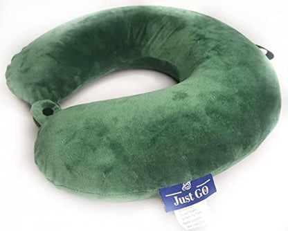  Just GO Travel Memory Foam Neck Pillow With Snap Strap, For Plane, Train Or Car Travel, Comfortable And Soft Cover, Removable Cover, Machine Washable (TIE DYE) (TIE DYE)