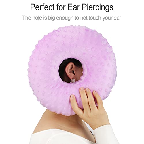  Piercing Pillow Ear Pillows Donut With Hole For Ear Pain CNH, Piercing, Pain Relief Sleeping, Pressure Sore, Side Sleepers, Headphones Minky Dot Lavender