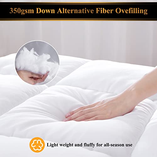  D & G THE DUCK AND GOOSE CO All-Season Quilted Comforter King Size, Premium 233T Peachskin Fabric & 350gsm Down Alternative Fiber, Lightweight Duvet Insert, Hotel Quality & Machine Washable.