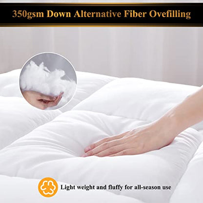  D & G THE DUCK AND GOOSE CO All-Season Quilted Comforter King Size, Premium 233T Peachskin Fabric & 350gsm Down Alternative Fiber, Lightweight Duvet Insert, Hotel Quality & Machine Washable.