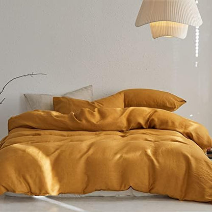  TOSMO Linen Duvet Cover Set, 100% French Flax Natural Linen Bedding 3pcs Set, Soft Breathablefor Hot Sleepers 1 Duvet Cover And 2 Pillowcases(Natural Linen, King)