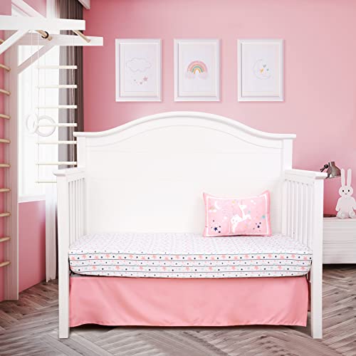  5 Piece Crib Bedding Set For Girls Unicorns Baby Girl Bedding Crib Set Nursery Bedding Sets - Crib Quilt Crib Sheet Pillowcase Crib Skirt Diaper Stacker