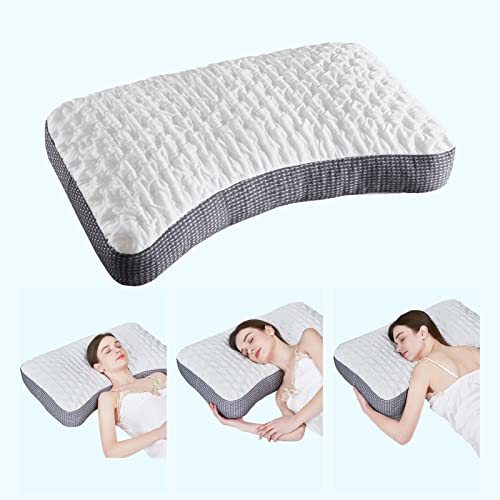  Tiooii Cooling Side Sleeper Pillow, Curved Pillow For Side Sleeper With Gusset,Adjustable Memory Foam Pillow With Washable Pillow Case(Queen Size)