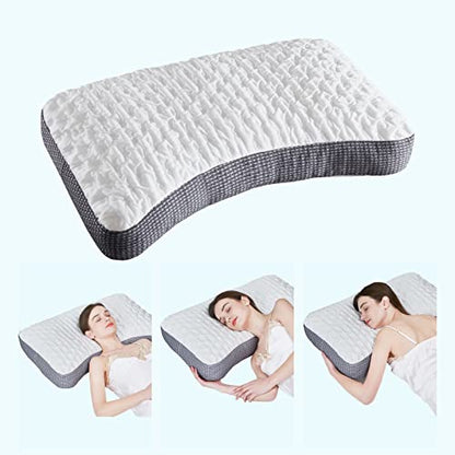  Tiooii Cooling Side Sleeper Pillow, Curved Pillow For Side Sleeper With Gusset,Adjustable Memory Foam Pillow With Washable Pillow Case(Queen Size)