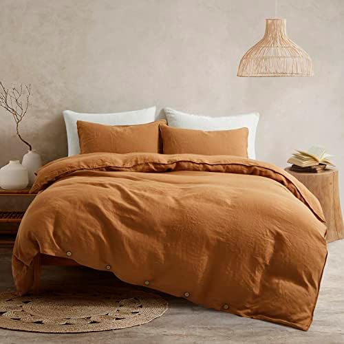  ATLINIA Bedding Duvet Cover Set Linen - 100% French Flax Washed Bed Sets Farmhouse Comforter Cover Set (1 Duvet Cover And 2 Pillow Shams) King Size Natural