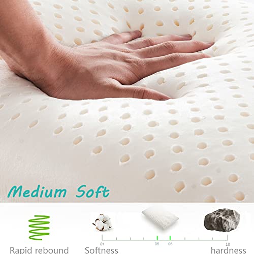  TALATEX 100% Natural Premium Latex Pillow, Adjustable Dunlop Pillow Helps Relieve Pressure, Neck And Shoulder Pain, No Toxic Memory Foam Chemicals, Perfect Package Best Gift
