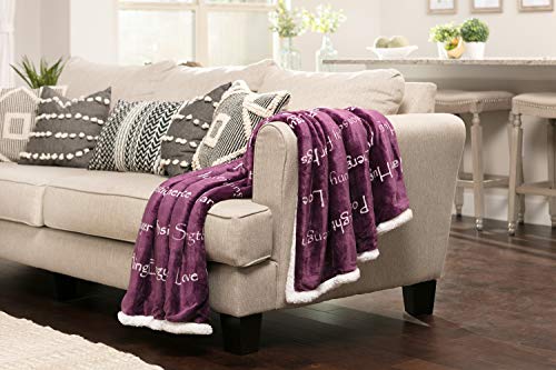  Chanasya 5-Piece Warm Hugs Positive Energy Healing Thoughts Comfort Caring Message Print Combo Gift Pack Throw Blanket, Neck Pillow, Eye Mask, Tote Bag, Socks - For Women Men Cancer Hospital Aubergine