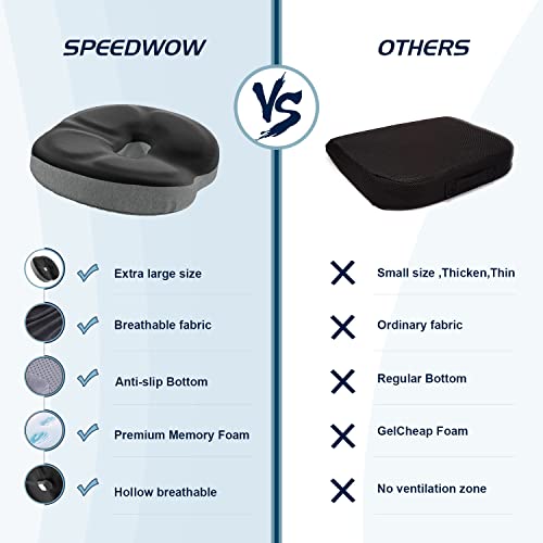  SPEEDWOW Hemorrhoid Donut Pillow, Ergonomic Design Hemorrhoid Cushion, Coccyx, Sciatica, Postpartum Pain Relief Memory Foam Cushion. (Grey)