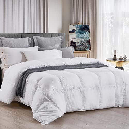  King Bedding Comforter Duvet Insert - All Season Cooling Down Alternative - Ultra Soft Quilted Comforters With Corner Tabs- Hotel Collection Machine Washable（Solid White, King）
