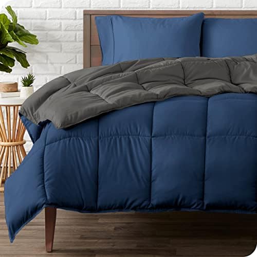  King/California King Comforter - Reversible Colors - Goose Down Alternative - Ultra-Soft - Premium 1800 Series - All Season Warmth - Bedding Comforter (King/Cal King, Grey/Light Grey)