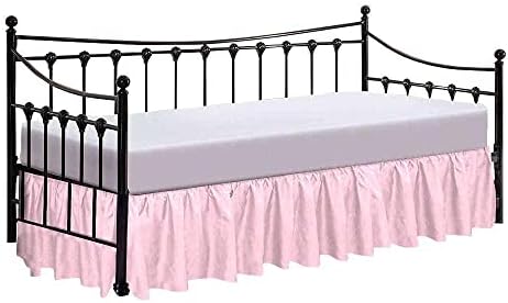  600 Thread Count Pure Cotton Daybed Skirt - 1 Piece Cotton Twin Size Dust Ruffle Daybed Skirt With Split Corners For Day Beds 15" Drop Length - Three Side Coverage ​- Burgundy