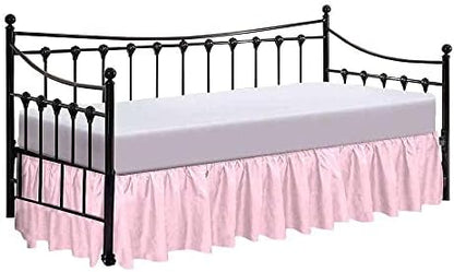  600 Thread Count Pure Cotton Daybed Skirt - 1 Piece Cotton Twin Size Dust Ruffle Daybed Skirt With Split Corners For Day Beds 15" Drop Length - Three Side Coverage ​- Burgundy