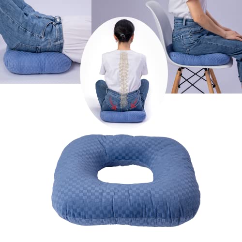  Wuronsa Donut Pillow For Tailbone Pain Relief Seat Cushion, Orthopedic Hemorrhoid Pillow, Postpartum Pregnancy Pressure Ulcer Pillow, Sitting Pressure Relief, For Home, Office, And Car (Blue)