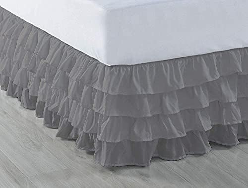  Pinch Pleated Split Corner Bed Skirt 100% Egyptian Cotton 600 Thread Count 15 Inch Drop Luxurious Decorative & Easy To Wash Wrinkle & Fade Resistant (King, White)