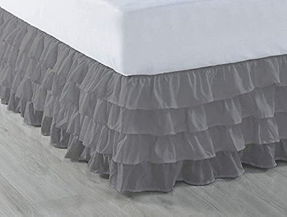  Pinch Pleated Split Corner Bed Skirt 100% Egyptian Cotton 600 Thread Count 15 Inch Drop Luxurious Decorative & Easy To Wash Wrinkle & Fade Resistant (King, White)