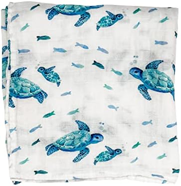  Florida Kid Co. Fish Baby Swaddle Blanket - 70% Bamboo/ 30% Cotton Muslin - Silky Soft, Breathable, Lightweight, Multipurpose, Nursery Shower Gift, Large - 47 In. X 47 In. Baby Essentials