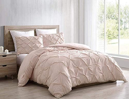  Chezmoi Collection Natalia 3-Piece Pom Poms Fringe Pinch Pleat Duvet Cover Set - Hypoallergenic Soft Washed Microfiber Comforter Cover With Button Closure And Corner Ties - Queen, Purple