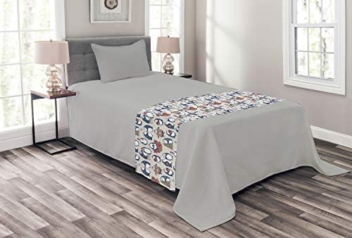  Ambesonne Christmas Bed Runner, Sketchy Hand Drawn Grunge Penguins With Boxes Stars Celebration Theme, Decorative Accent Bedding Scarf For Hotels Homes And Guestrooms, Navy Blue White Umber