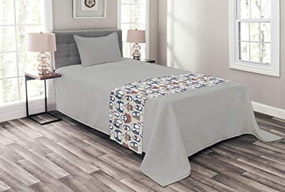  Ambesonne Christmas Bed Runner, Sketchy Hand Drawn Grunge Penguins With Boxes Stars Celebration Theme, Decorative Accent Bedding Scarf For Hotels Homes And Guestrooms, Navy Blue White Umber