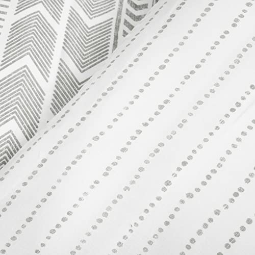  Hygge Geo Reversible 3 Piece Cotton Duvet Set, King, Gray & White