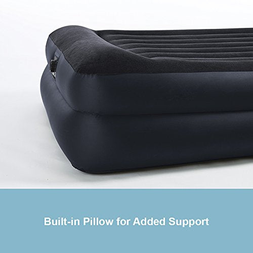 Intex Pillow Rest Raised Airbed With Built-in Pillow And Electric Pump, Twin, Bed Height 16.5"