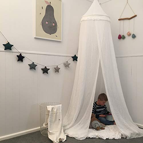  And Zoey Soft White Hanging Bed Canopy For Girls Bed Or Boys – Hideaway Tent For Kids Rooms With Tassels. Nursery Decoration – Slightly Sheer Drapes – For Child, Play Or Reading Nook