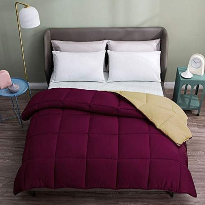  Eversible Down Alternative Quilted Comforter, Hypoallergenic & Lightweight For Spring, Duvet Insert With Corner Tabs, Full/Queen Size, Teal Blue/White