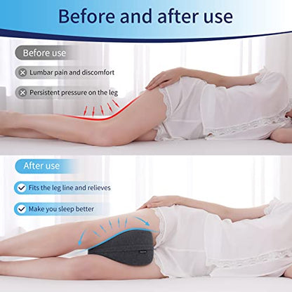 Knee Pillow For Side Sleepers Standard Orthopedic Wedge Leg Pillow For Sleeping And Hip Lower Back Pain Contour Memory Foam Cushion For Pregnancy Washable Cover