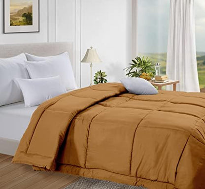  LANE LINEN Queen Comforter Duvet Insert - Quilted Bedding Comforters For Queen Bed, All-Season Down Alternative Comforter, Soft Blanket Queen Size, Hotel Collection Comforter, 88 X 90 Inches - Ochre
