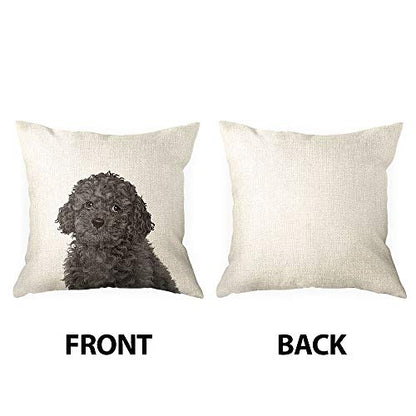  WIRESTER Sofa Pillow Case, Decorative Throw Pillow Cushion Cover For Home Office 18 X 18 Inch, Cute Grey Toy Poodle