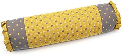  Edomi Buckwheat Neck Roll Pillow - Cervical Bolster Pillow Cylinder Lumbar Support Hard Round Side Sleeping Pillow For Shoulder Pain Buckwheat Hulls Fill (16x4 Inch, Yellow)