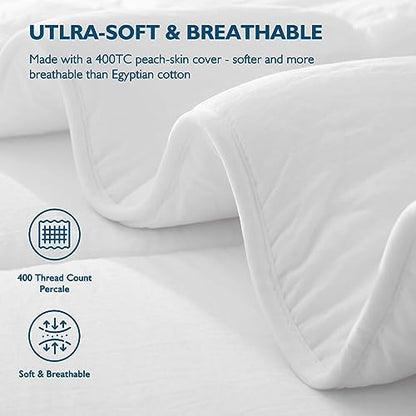  Dafinner Lightweight Full Queen Bed Comforter, Cooling All-Season Duvet Insert, White Plush Bio-Base Down Alternative Quilt Bed Blanket For Summer Warm Weathers/Hot Sleepers