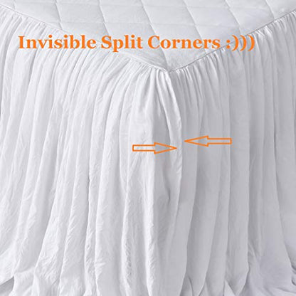 Ueen's House Ruffle Skirt Bedspread French Country Bedspread White King Size 3 Piece Set