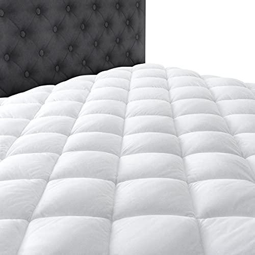  Queen Quilted Mattress Pad Cover With Deep Pocket (8"-21"), Cooling Soft Pillowtop Bed Mattress Cover, White